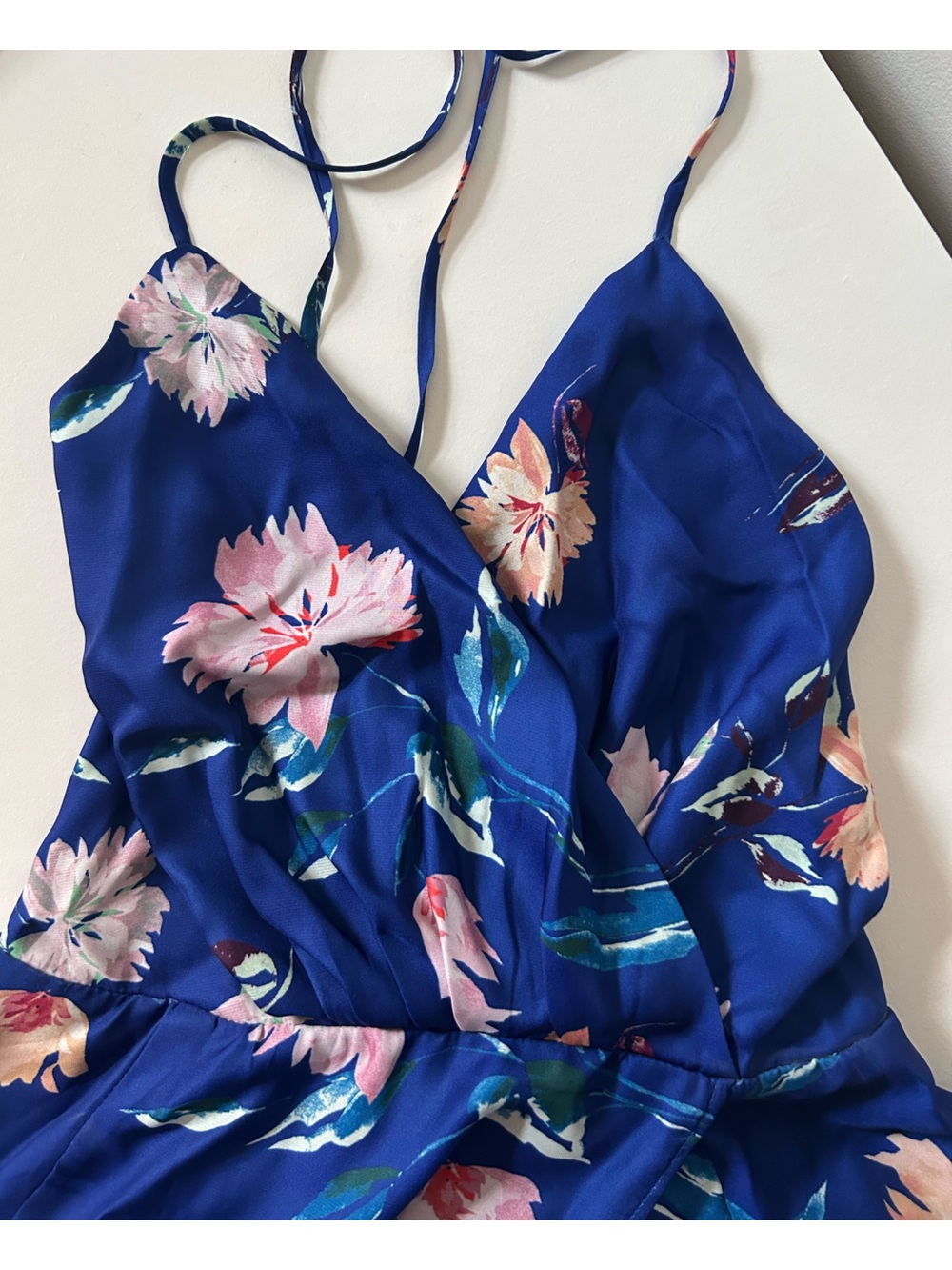 Lulu's Royal Blue Floral Sleeveless High-Low Dress